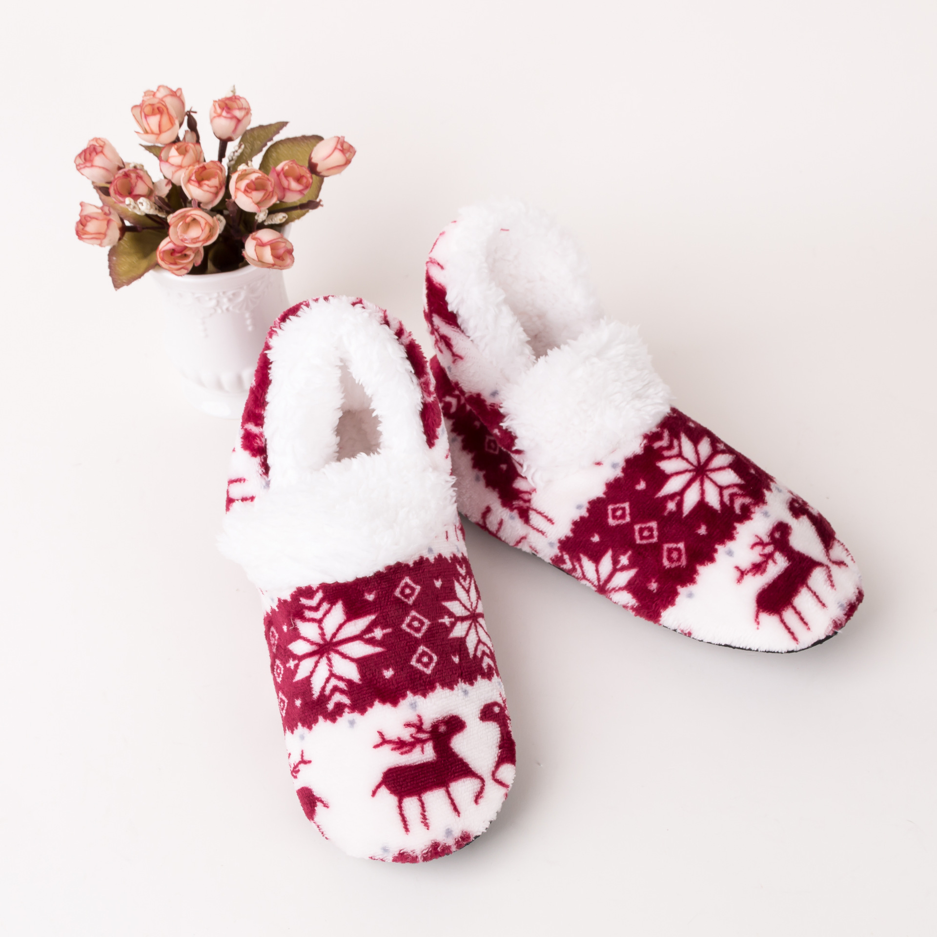 Christmas Deer Boots Soft Bottom Floor Socks Non-slip Shoes Slipper Socks Fluffy Fuzzy Socks